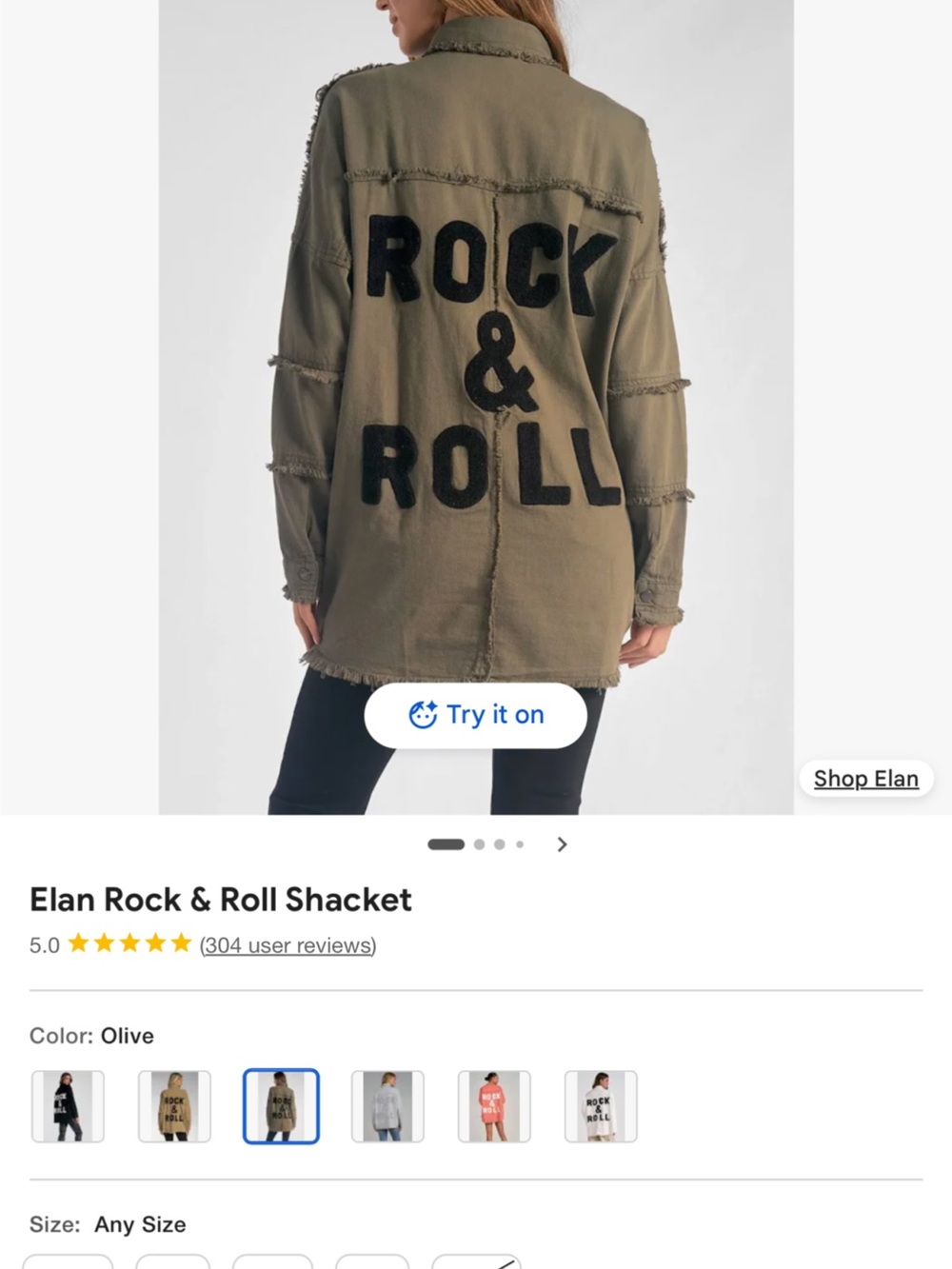 🔥🔥Elan Olive 'Rock & Roll' Utility Shacket Large🔥🔥
